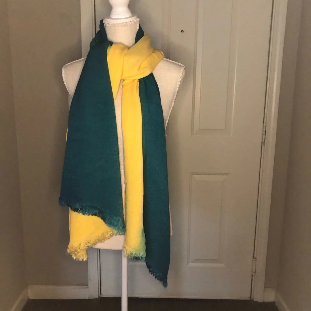 Yellow and Green Women's Scarf